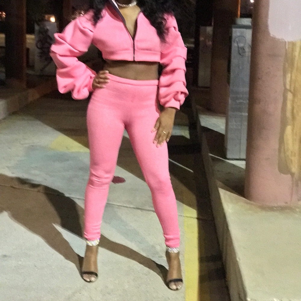 Pink two piece pant set